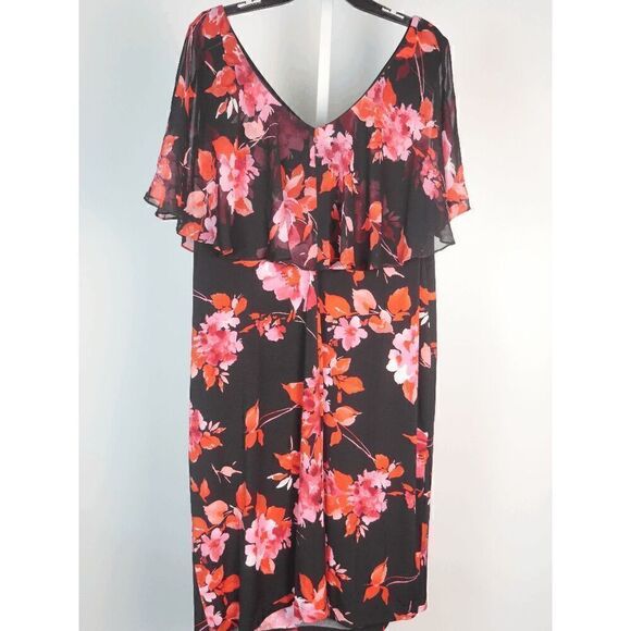 CONNECTED Plus Size Floral Popover Sheath Dress 24W - Picture 3 of 7